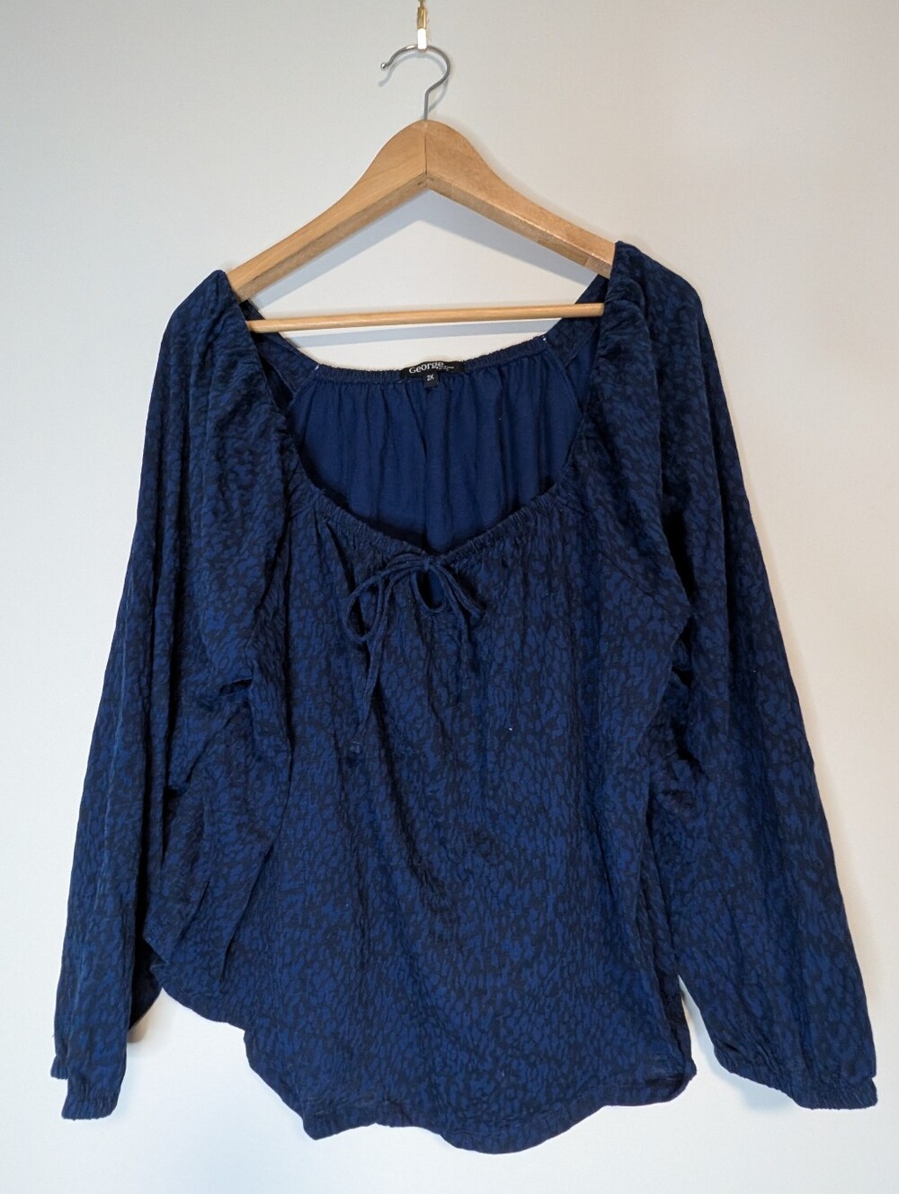 💰 2/$12 2XL George Navy Blue Long-Sleeve Peasant Tunic